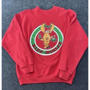 VTG 90s TNT Kiss-Moose Christmas Sweatshirt Red Made in USA Women's XL